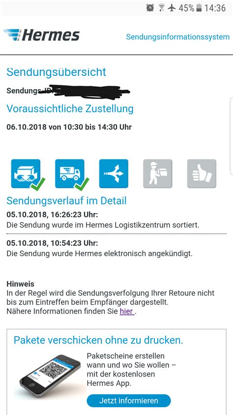 wann kommt der Hermes paket